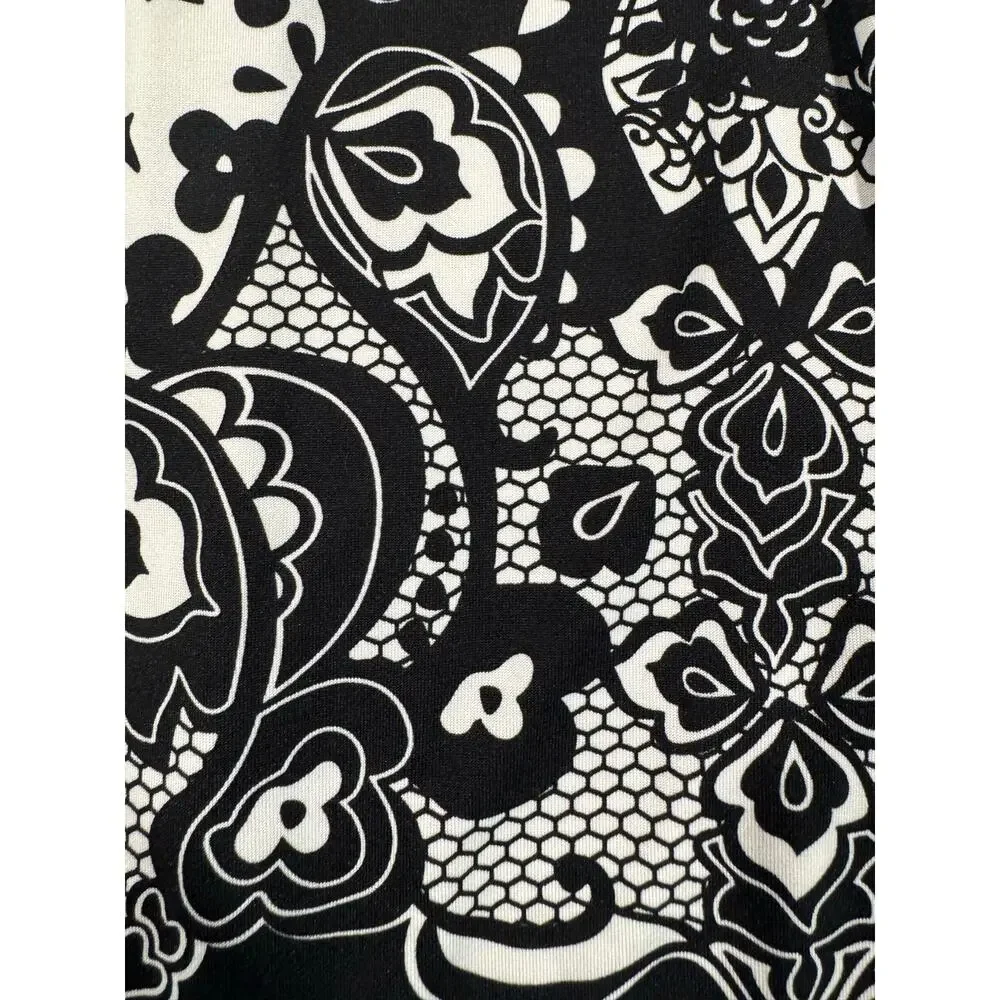 NWT NY&C Black & White Paisley Print Sleeveless Fit & Flare Dress XL - Picture 6 of 10